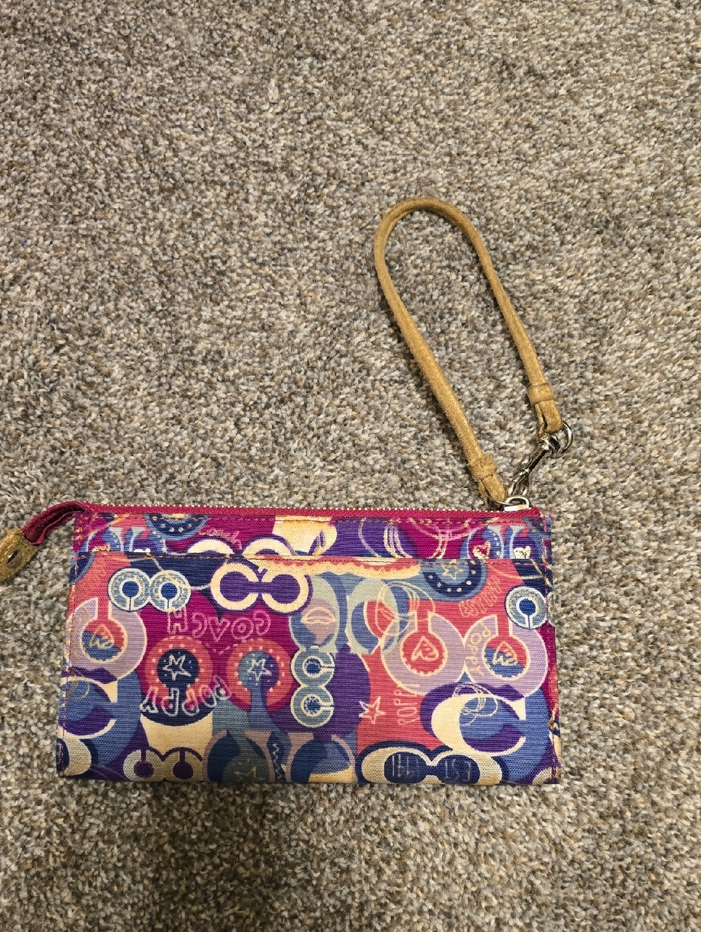 Coach poppy Multicolor Signature Wristlet - Pink, Purple & Tan